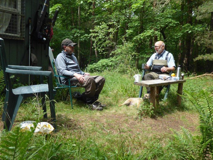 Taking a break at the hut